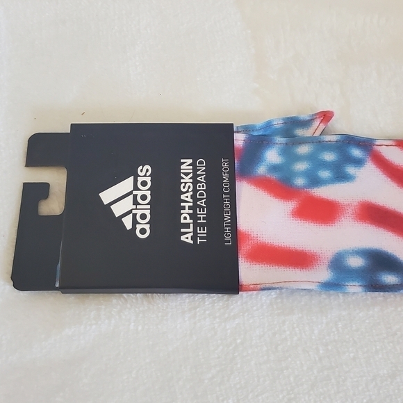 NWT Adidas Alphaskin Tie Headband American Flag Red White Blue Unisex - Picture 5 of 12